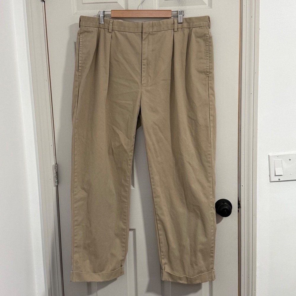 Polo Ralph Lauren Khaki Pants Men 40x29 Pleated Business Casual Work Wear Office